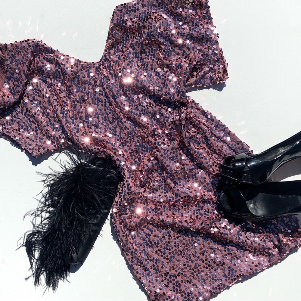 NWOT Rose Gold Sequined Party/Hoco Dress